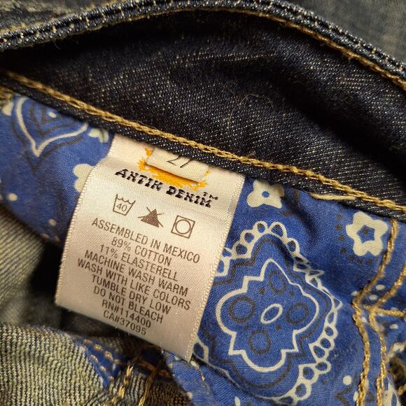 Antik Denim Low-rise flare jeans western Y2K whip stitch embroidered pockets 27 - Picture 4 of 6